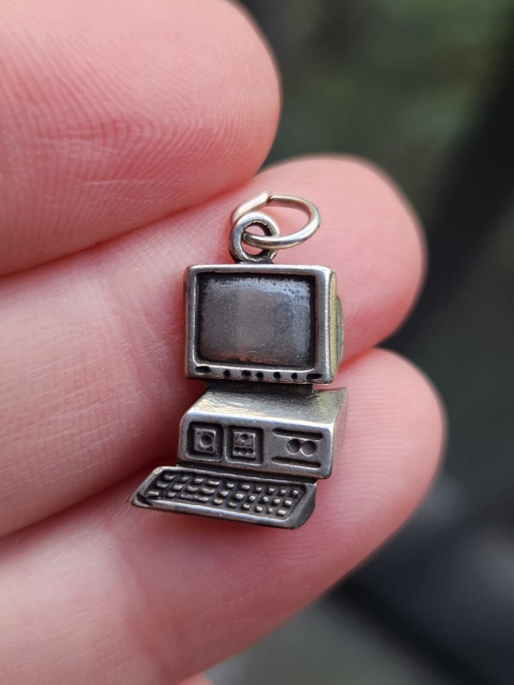 Handmade Sterling Silver 925 Vintage Computer Charm Pendant